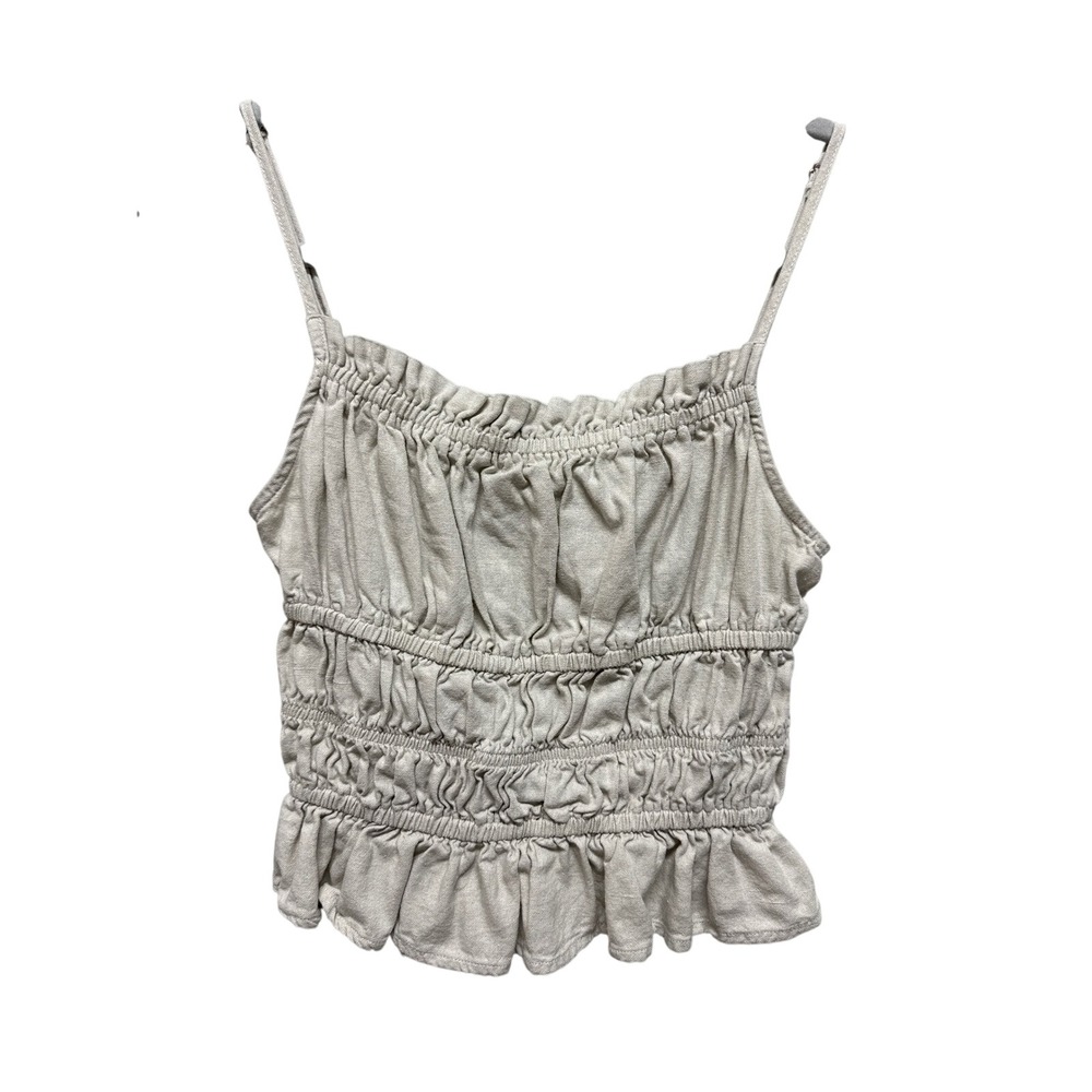 GB (Oatmeal) Smocked Peplum Cami Top Womens Size S
